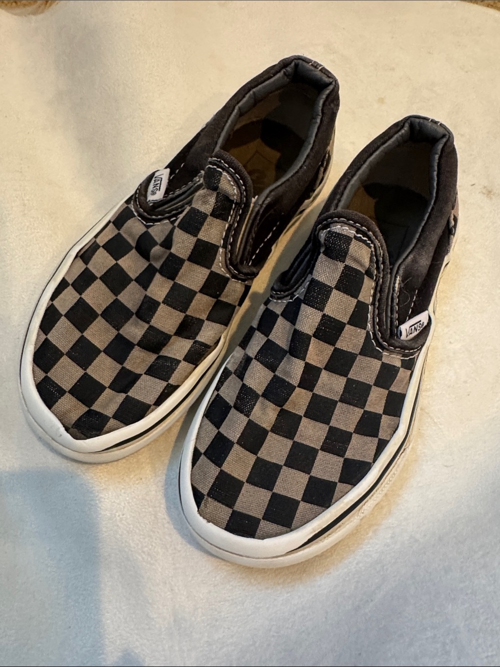 Vans Kids Slip-On Checkerboard Sneakers - Black & Gray